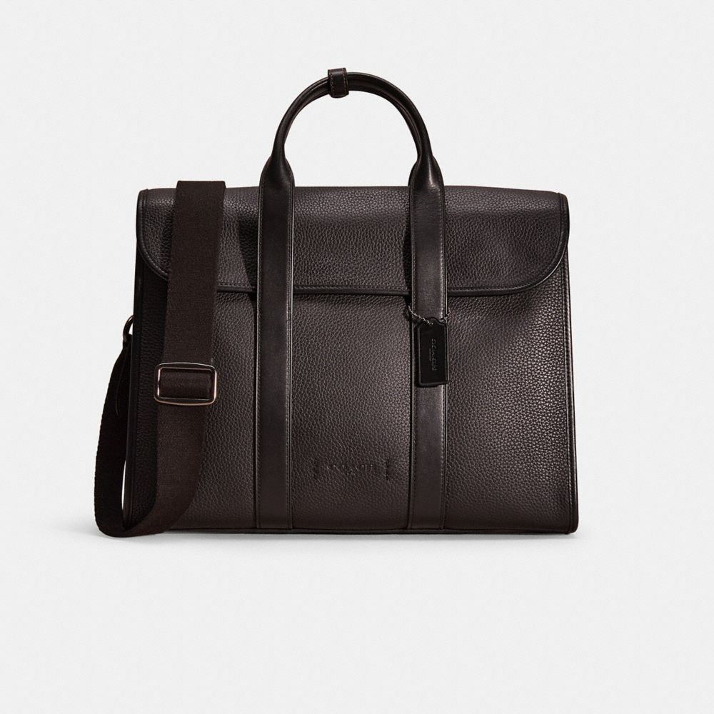 COACH®,RESTORED GOTHAM PORTFOLIO,Pebble Leather,Large,,Front View