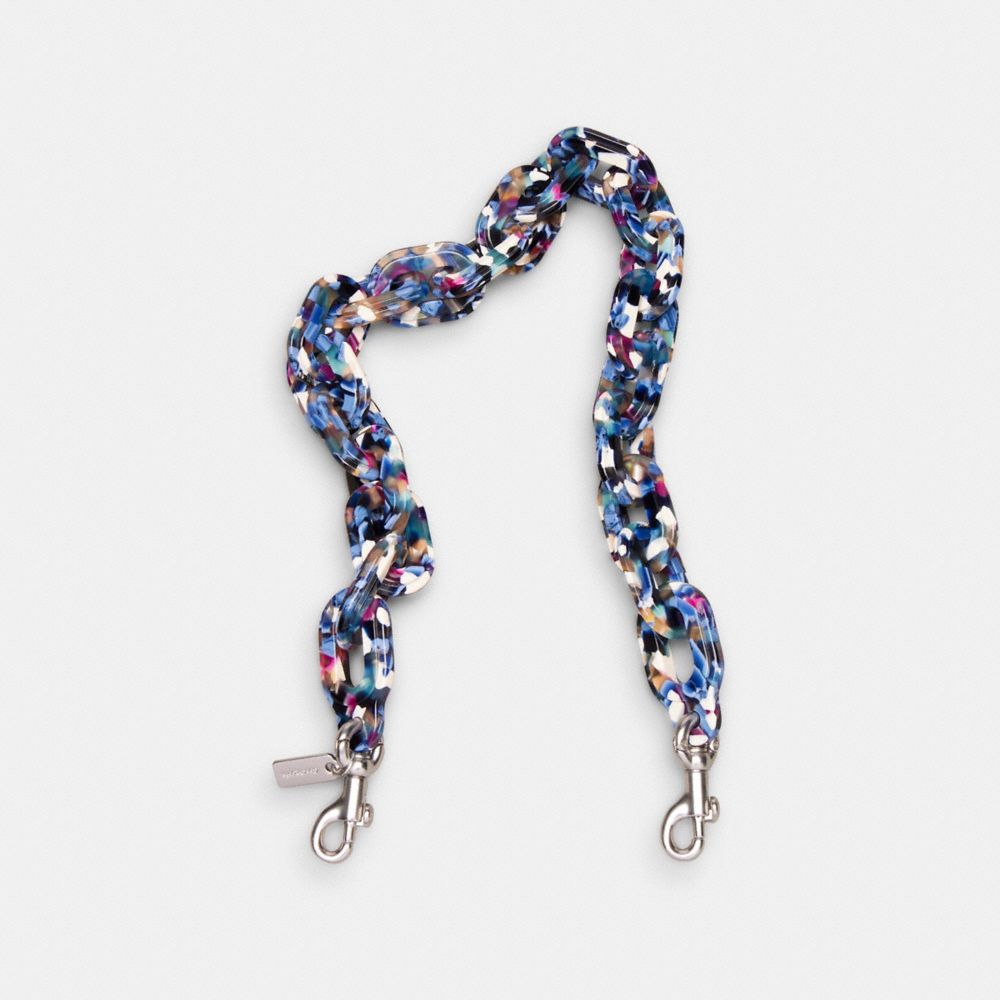 COACH®,Short Chain Strap,Acrylic,Bag Straps,Plastic,No Embellishment,Silver Metal,Day Party,Multi Color