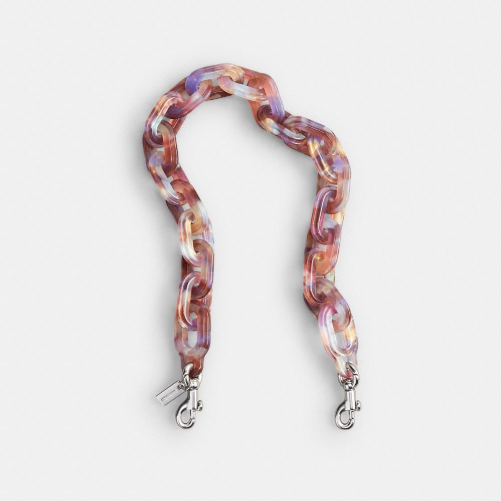 COACH®,Short Chain Strap,Acrylic,Bag Straps,Plastic,No Embellishment,Silver Metal,Day Party,Multi Color