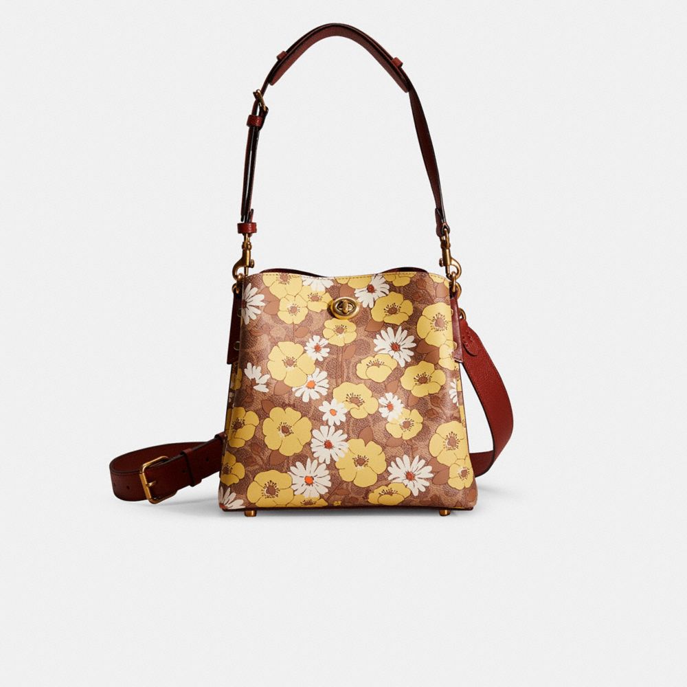 COACH®,RESTORED WILLOW BUCKET BAG IN SIGNATURE CANVAS WITH FLORAL PRINT,,Front View