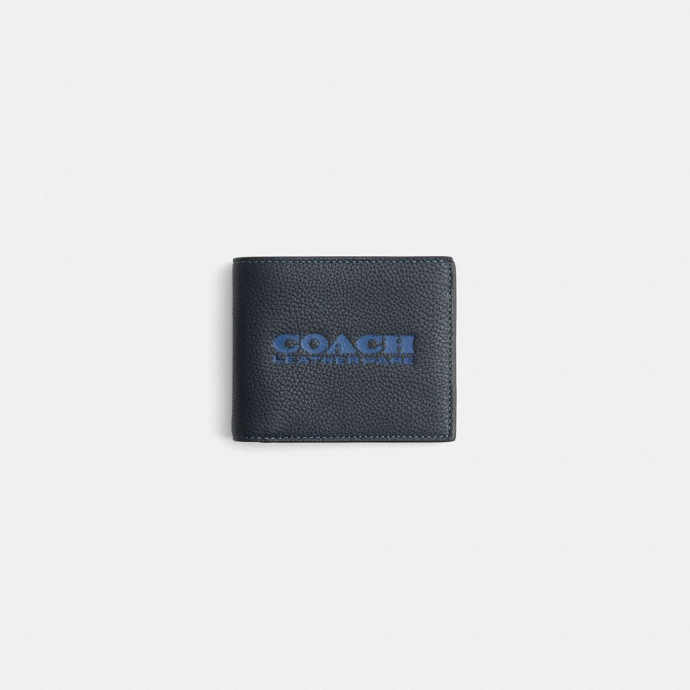 COACH®,Restored 3 In 1 Wallet,Leather,Bi Fold,Logo,Engraved Detail,Casual,Black,Front View
