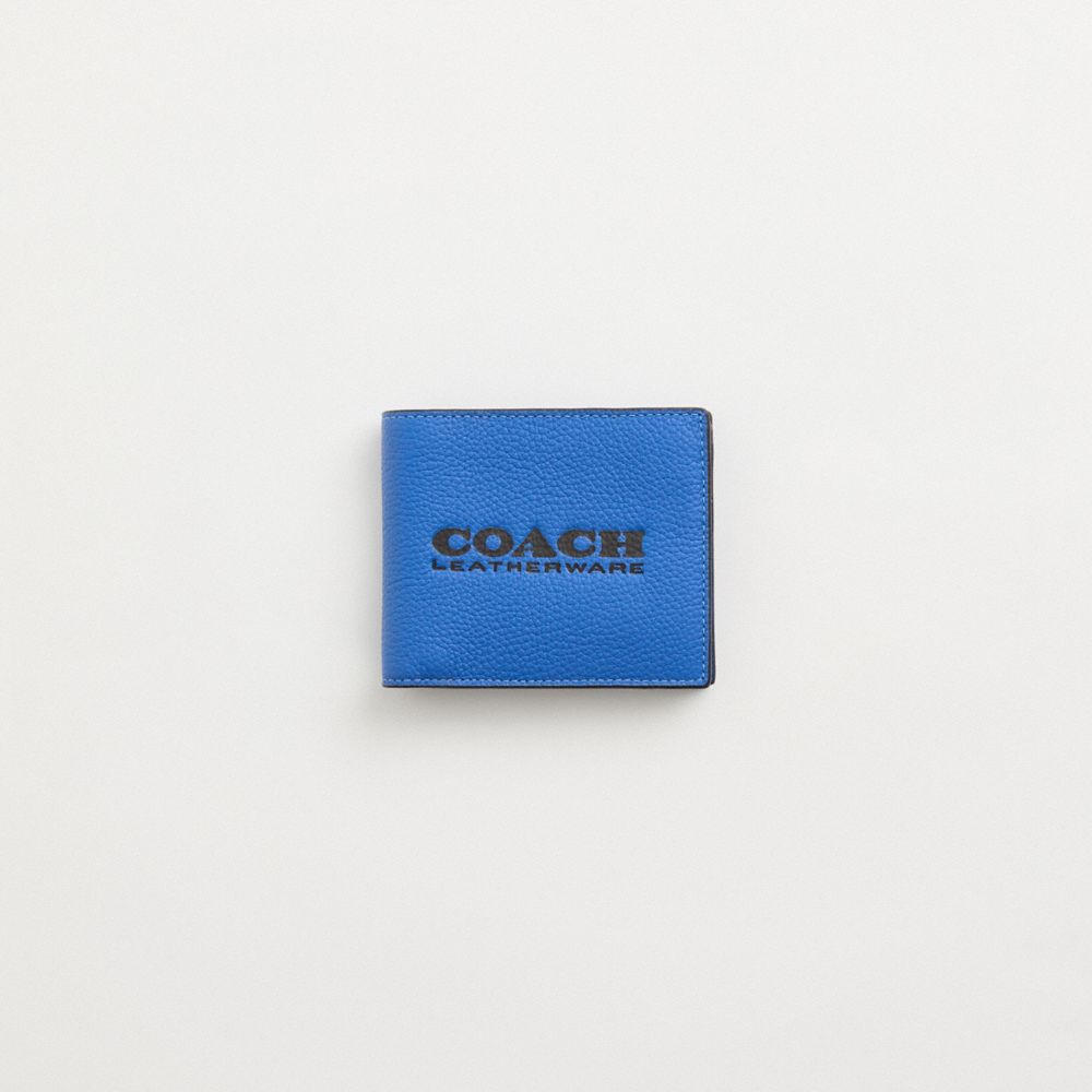 COACH®,Restored 3 In 1 Wallet,Leather,Bi Fold,Logo,Engraved Detail,Casual,Blue,Front View