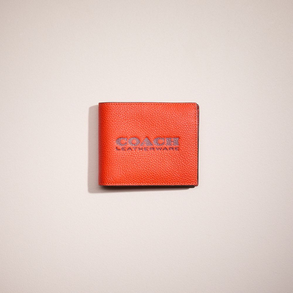 COACH®,Restored 3 In 1 Wallet,Leather,Bi Fold,Logo,Engraved Detail,Casual,Orange,Front View
