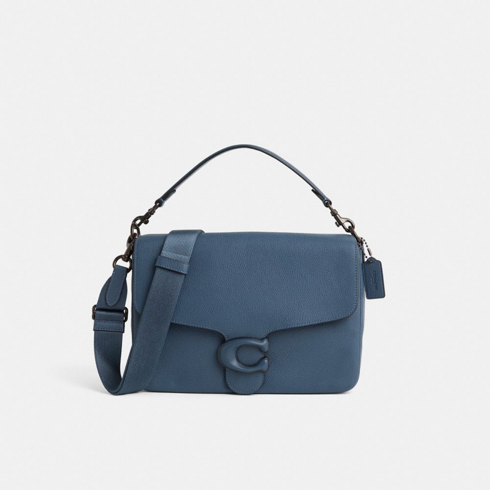 COACH®,Restored Soft Tabby Messenger,Leather,Crossbody,Logo,Casual,Blue,Front View