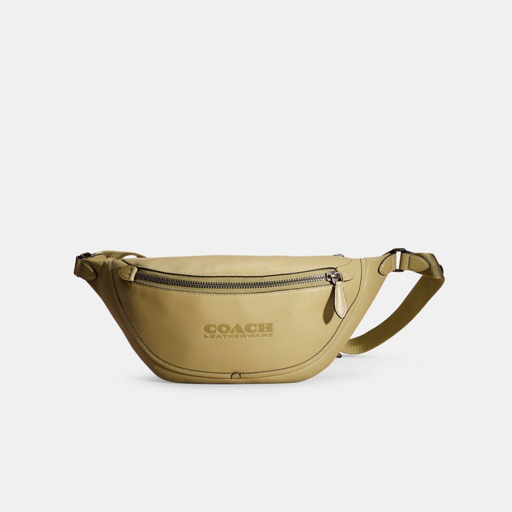 COACH®,Restored League Belt Bag,Leather,Belt Bag,Embossed,Logo,Casual,Green,Front View