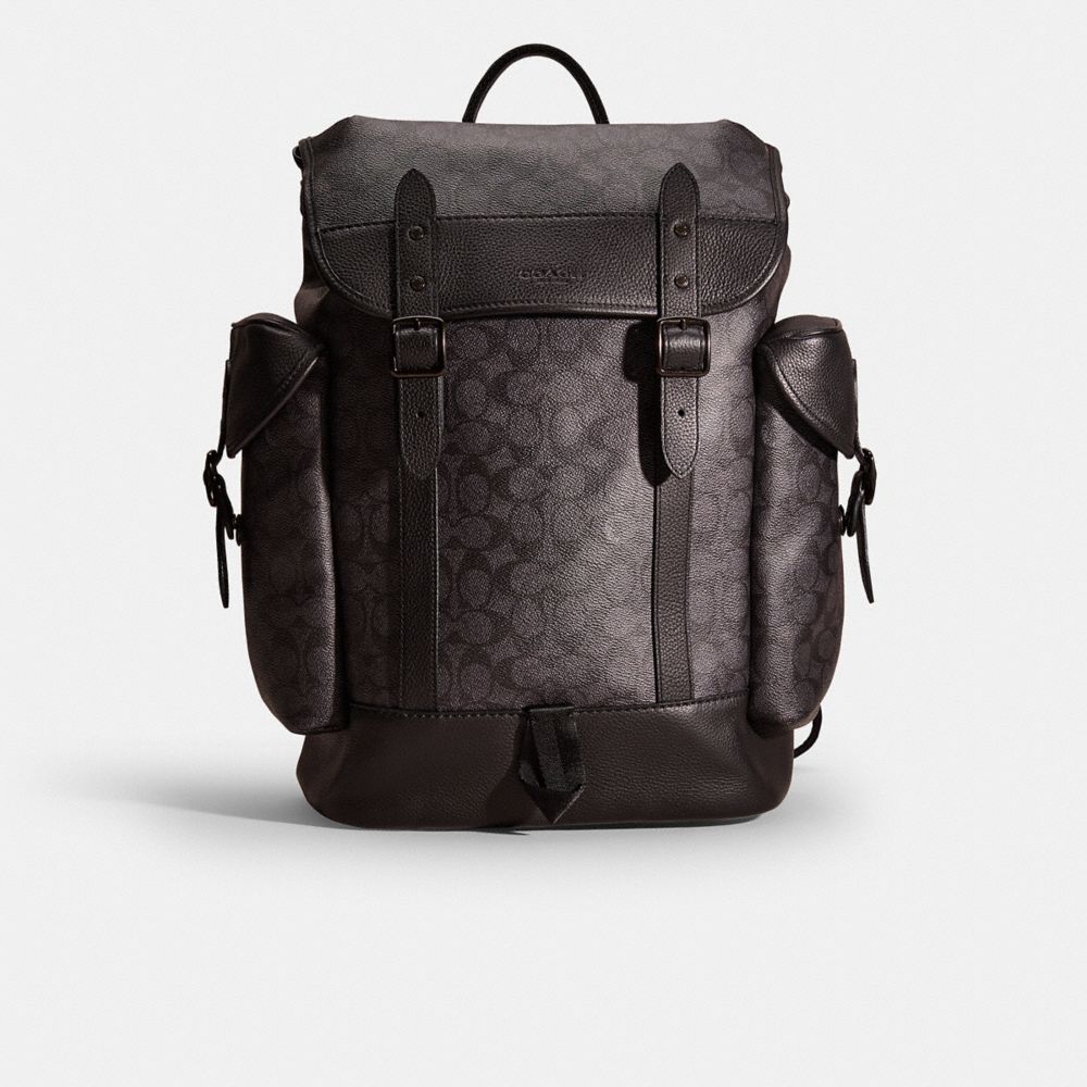 COACH®,RESTORED HITCH BACKPACK IN SIGNATURE CANVAS,Signature Coated Canvas,,Front View