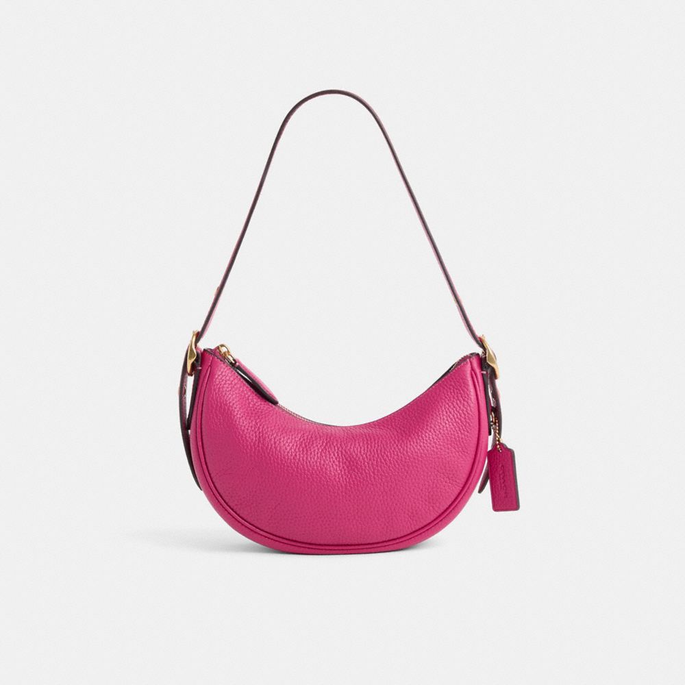 COACH®,Restored Luna Shoulder Bag,Leather,Hobo,Metal,Logo,Casual,Red,Front View