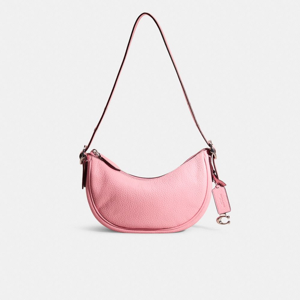 COACH®,Restored Luna Shoulder Bag,Leather,Hobo,Metal,Logo,Casual,Pink,Front View