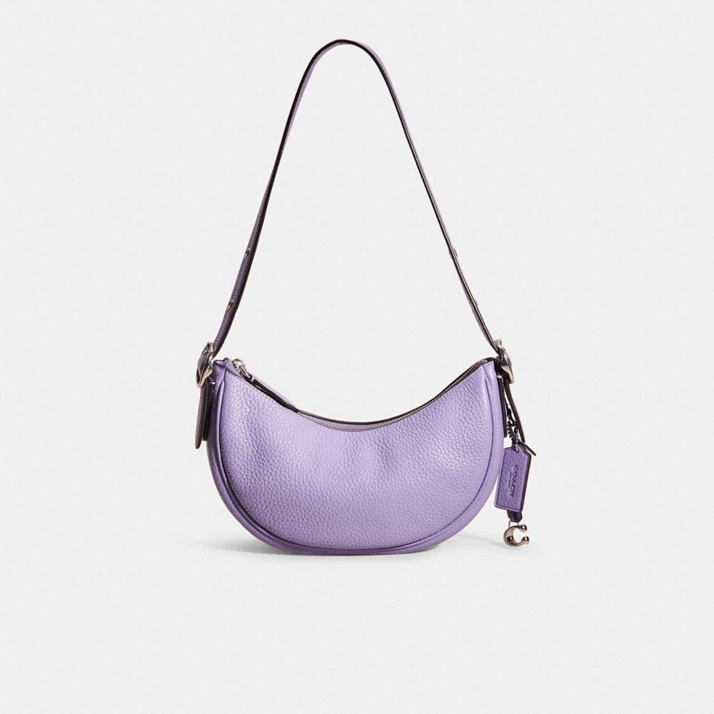 COACH®,Restored Luna Shoulder Bag,Leather,Hobo,Metal,Logo,Casual,Purple,Front View