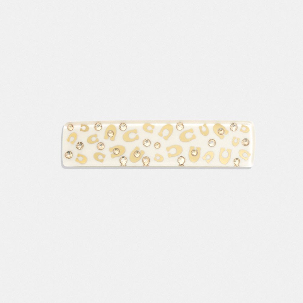 COACH®,SIGNATURE RESIN WIDE HAIR BARRETTE,,Front View