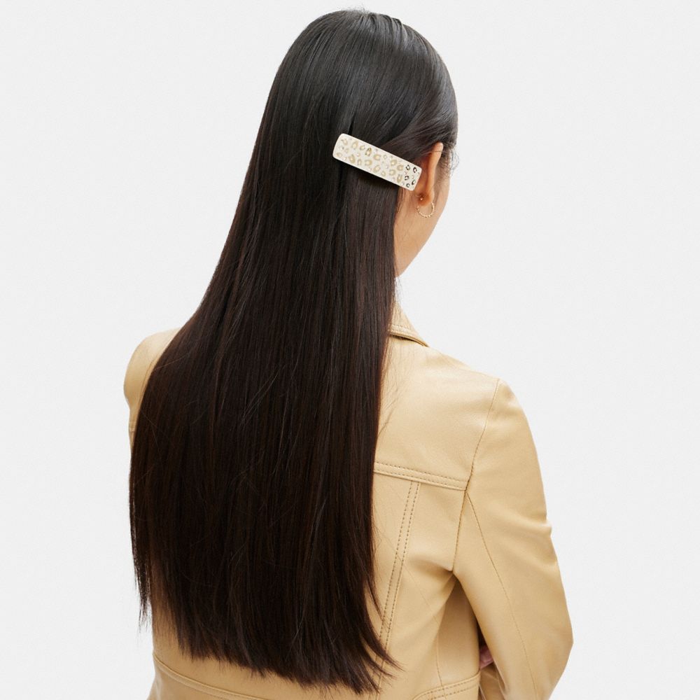 COACH®,SIGNATURE RESIN WIDE HAIR BARRETTE,,Detail View