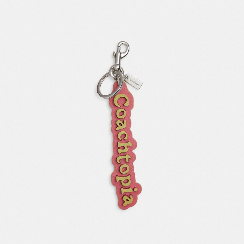 COACH®,Logo Bag Charm In Coachtopia Leather,Bag Accessories,Applique,Logo,Casual,Multi Color