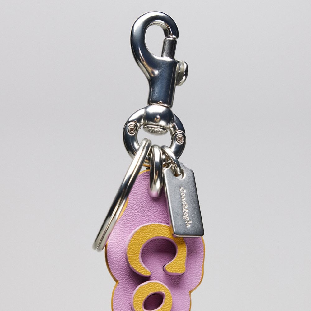 COACH®,Logo Bag Charm In Coachtopia Leather,Bag Accessories,Applique,Logo,Casual,Multi Color,Closer View