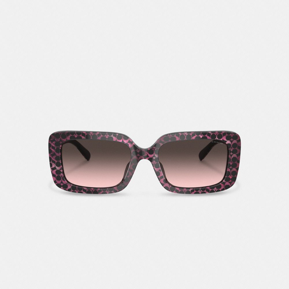 COACH®,Signature Oversized Rectangle Sunglasses,Square,Plastic,Logo,Metal,Integrated Nose Pads,Casual,Multi Color,Inside View,Top View
