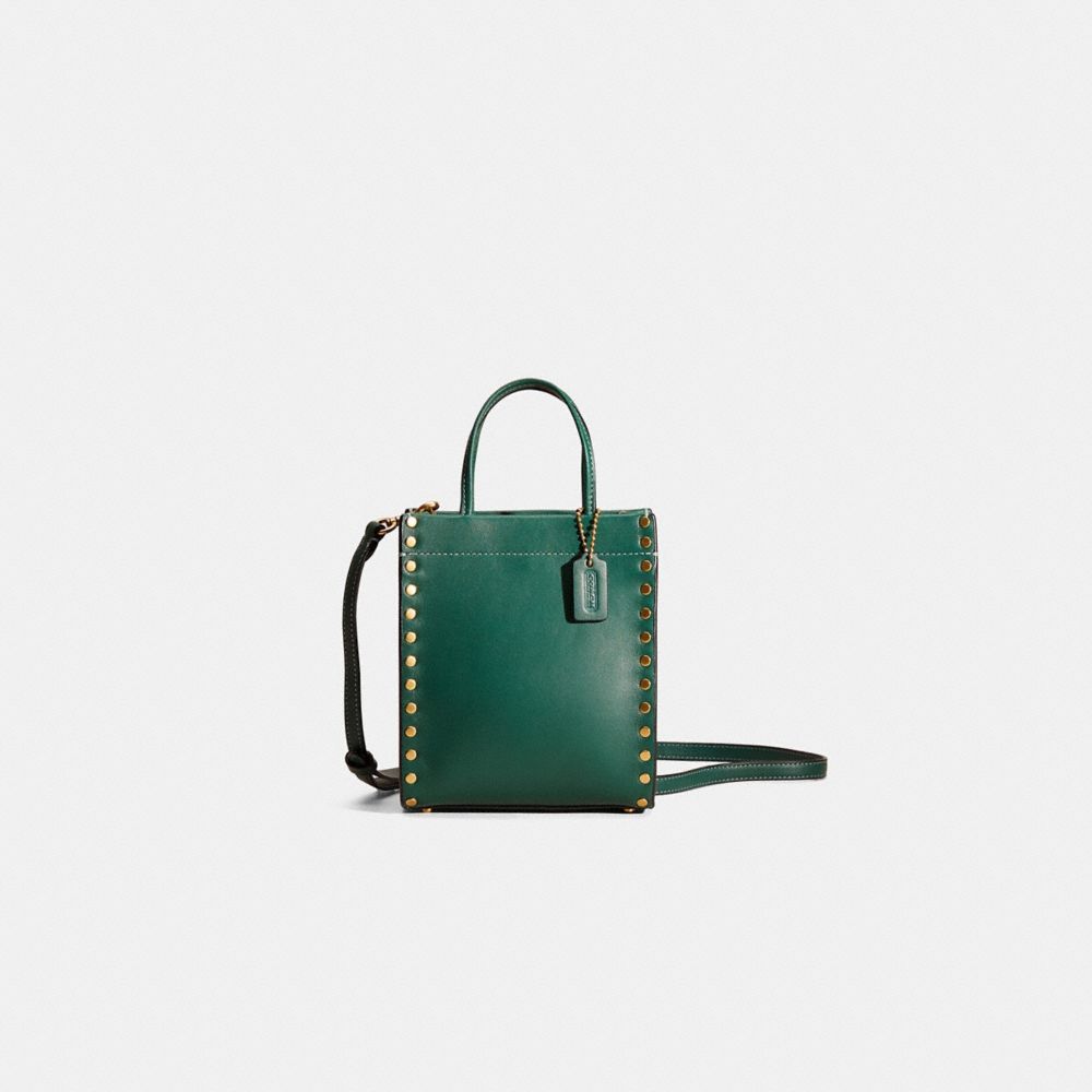 COACH®,RESTORED MINI CASHIN TOTE WITH RIVETS,Glovetanned Leather,Small,,Front View
