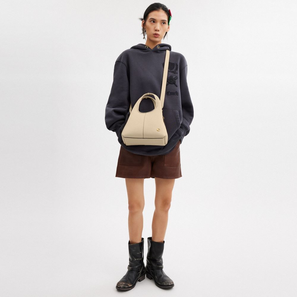 COACH®,Lana Shoulder Bag 23,Leather,Satchel,Logo,Metal,Compact,Casual,Beige