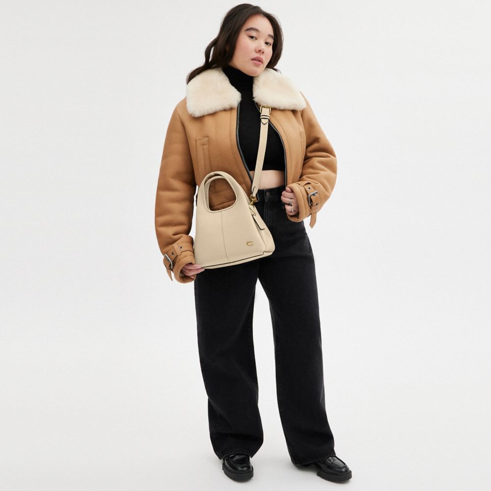 COACH®,Lana Shoulder Bag 23,Leather,Satchel,Logo,Metal,Compact,Casual,Beige