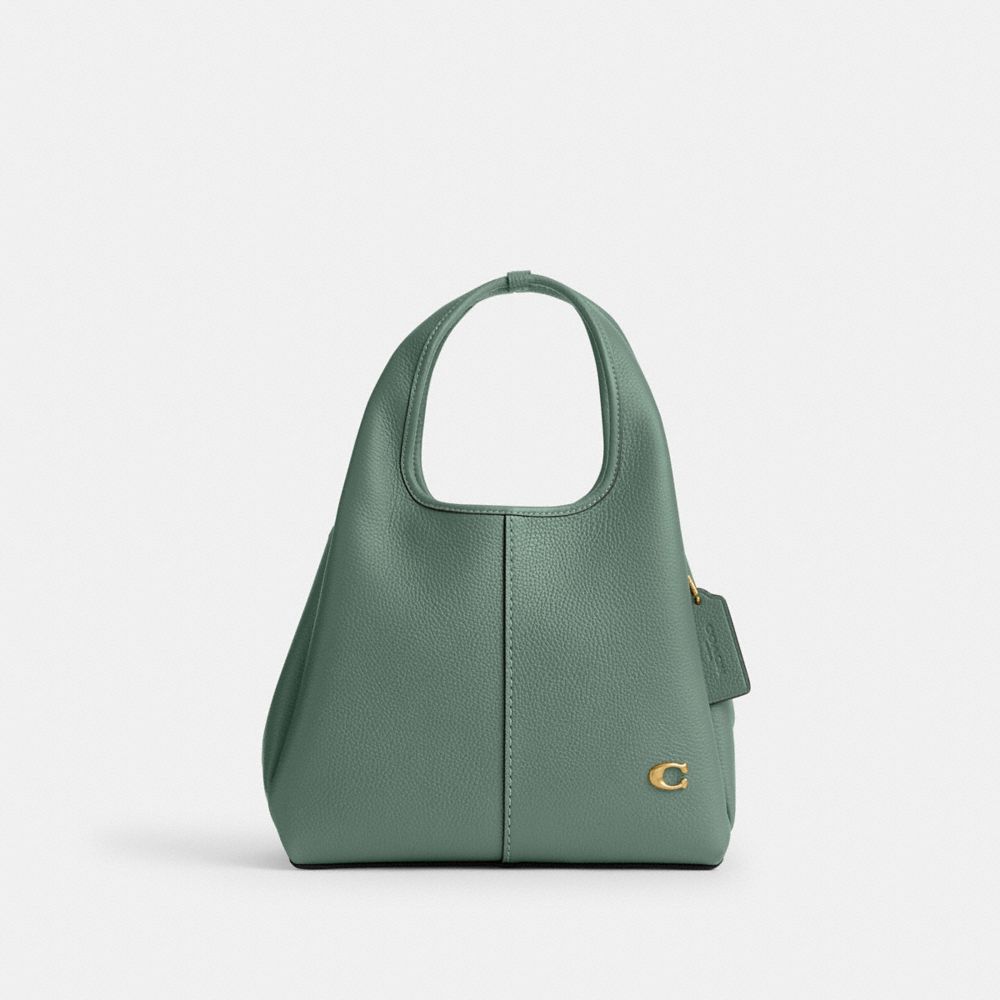 COACH®,Lana Shoulder Bag 23,Leather,Satchel,Logo,Metal,Compact,Casual,Green,Front View