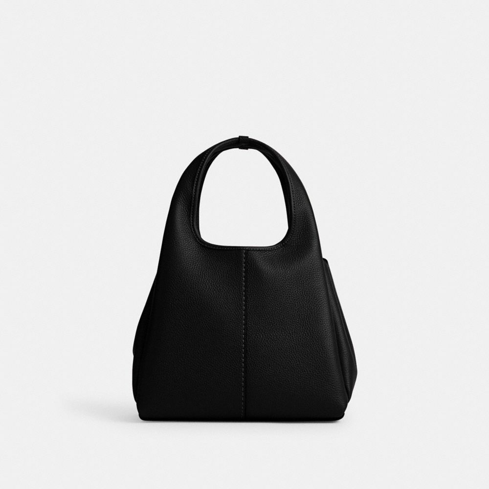 COACH®,Lana Shoulder Bag 23,Leather,Satchel,Logo,Metal,Compact,Casual,Black,Back View