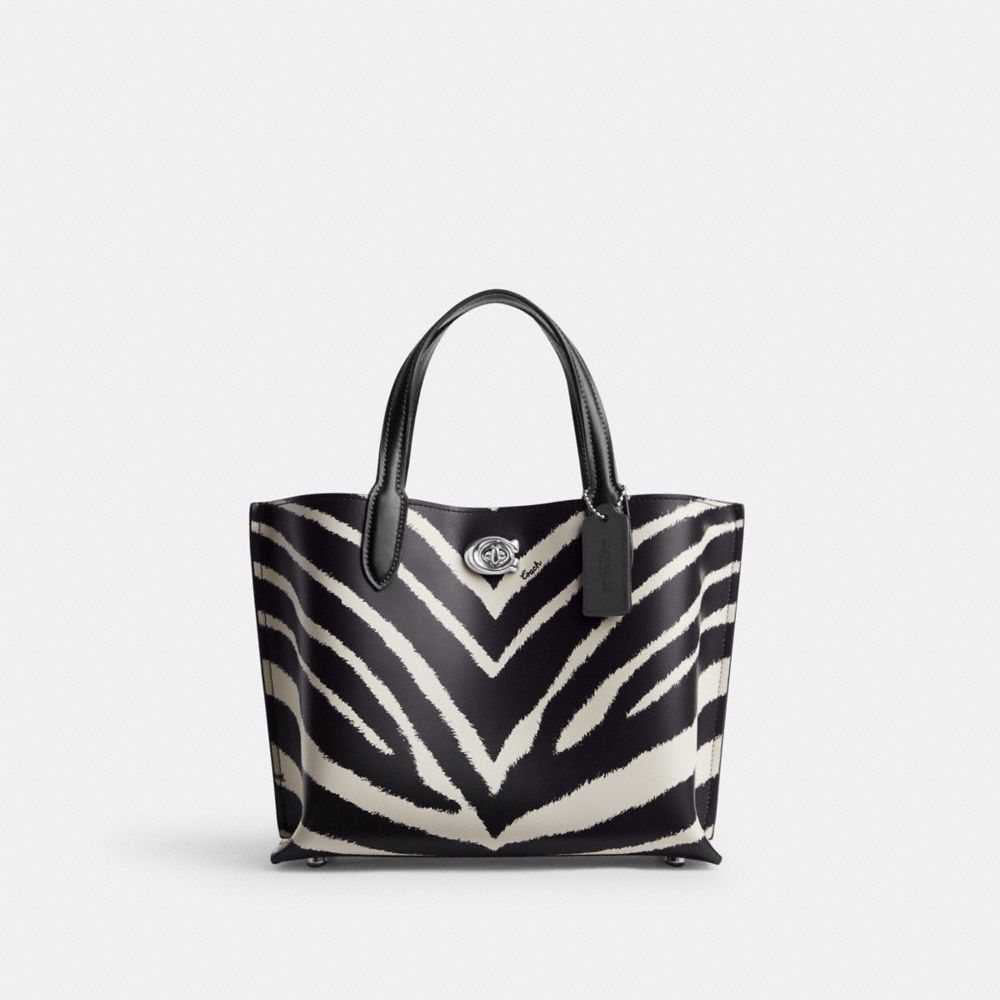 COACH®,Willow Tote Bag 24 With Zebra Print,Multi Color,Front View