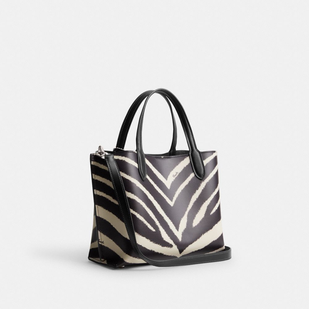 COACH®,Willow Tote Bag 24 With Zebra Print,Multi Color,Angle View