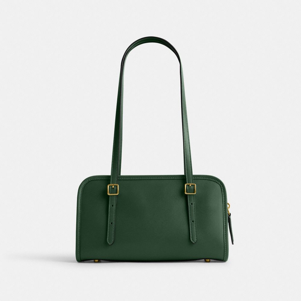 COACH®,Swing Zip Bag,Leather,Shoulder Bag,Logo,Work,Green,Back View