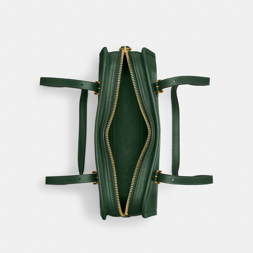 COACH®,Swing Zip Bag,Leather,Shoulder Bag,Logo,Work,Green,Inside View,Top View