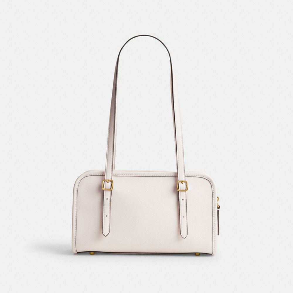 COACH®,Swing Zip Bag,Leather,Shoulder Bag,Logo,Work,Cream,Back View
