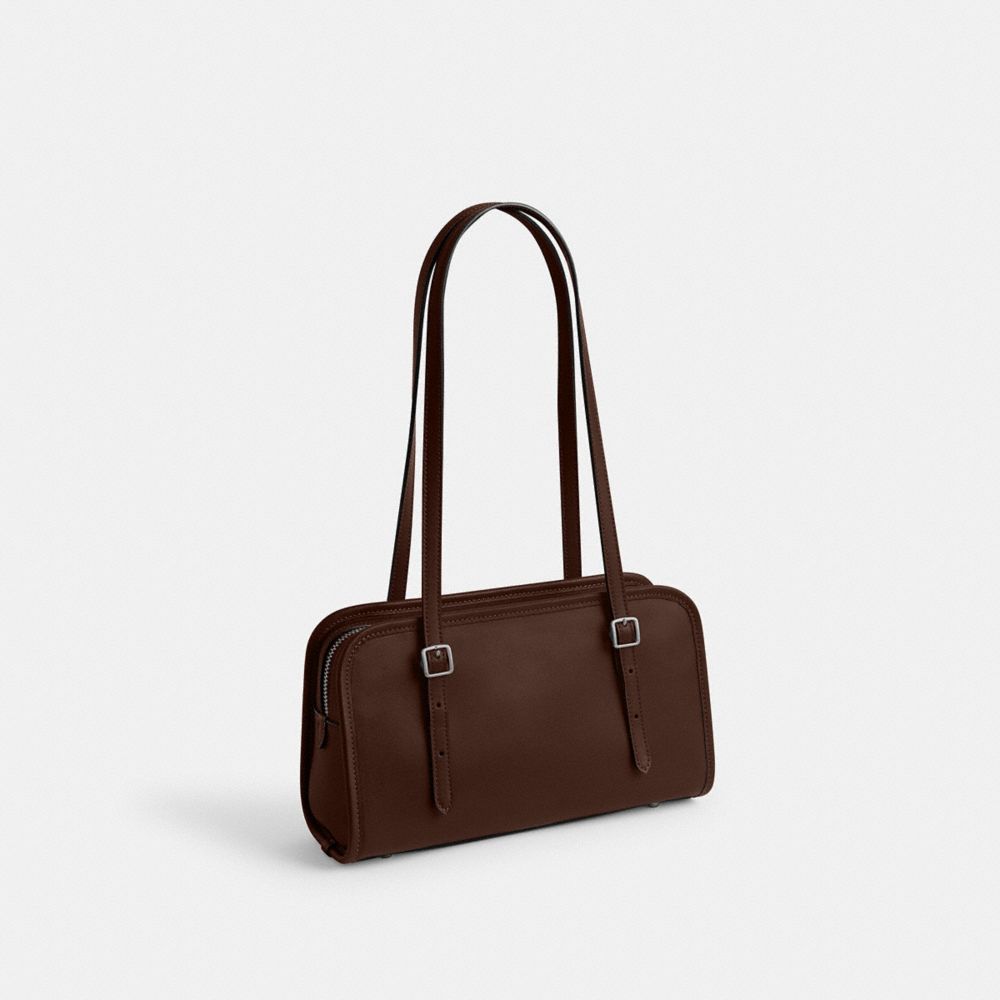COACH®,Swing Zip Bag,Leather,Shoulder Bag,Logo,Work,Brown,Angle View