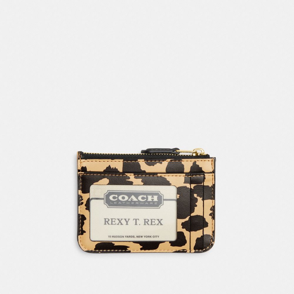 COACH®,MINI SKINNY ID CASE WITH LEOPARD PRINT,Glovetanned Leather,Animal Print,,Back View