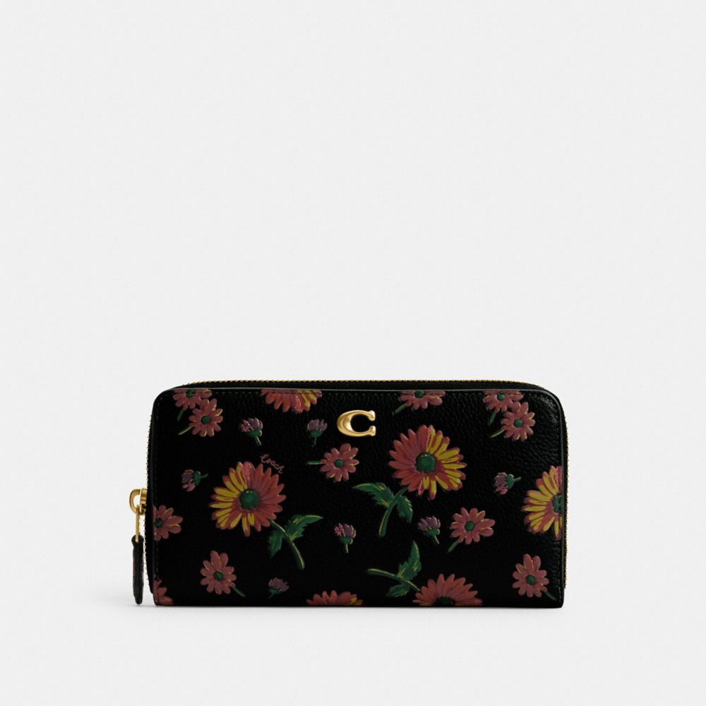 COACH®,Accordion Zip Wallet With Floral Print,,Front View