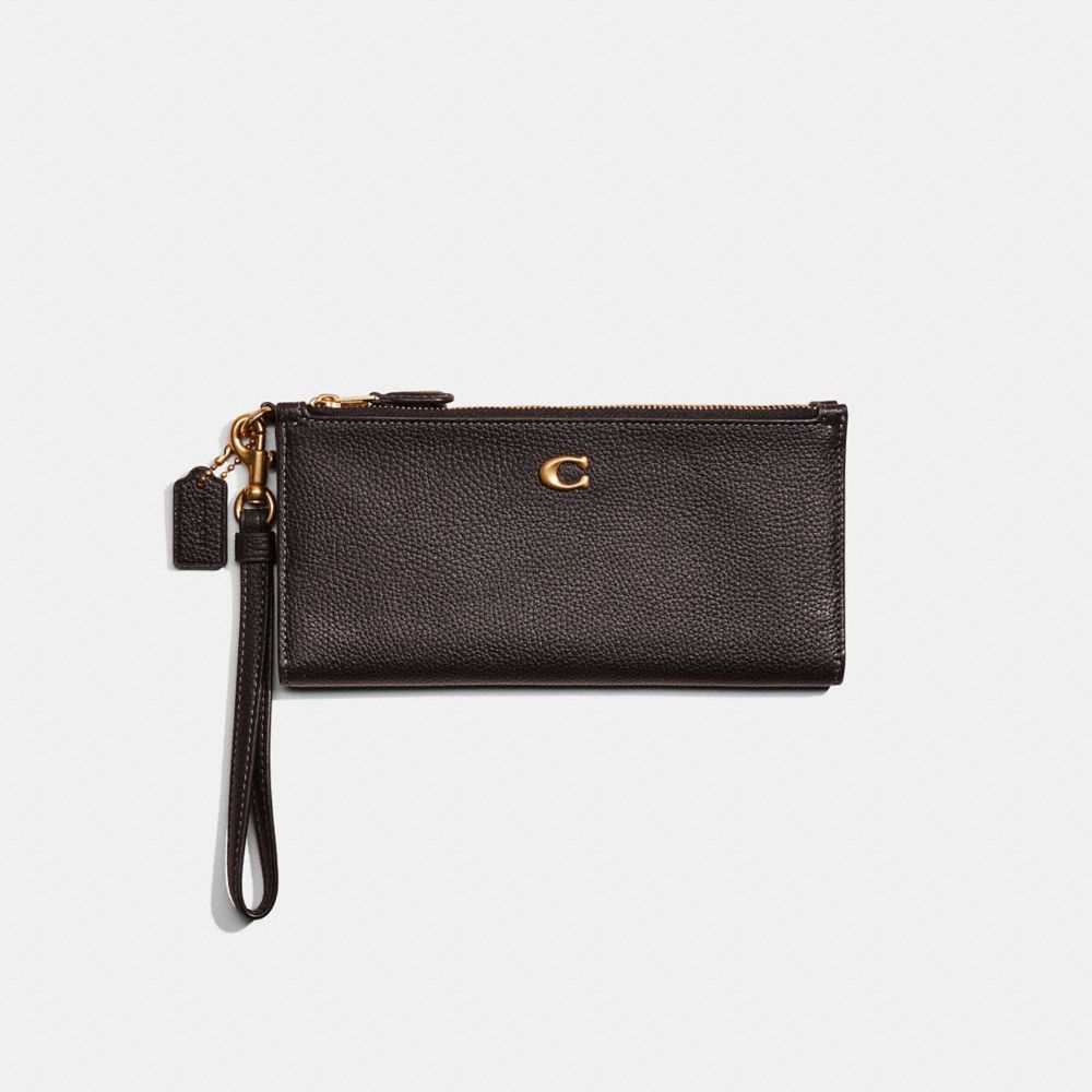 COACH®,RESTORED DOUBLE ZIP WALLET,Polished Pebble Leather,,Front View