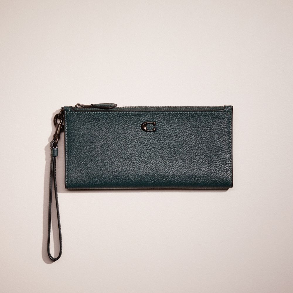 COACH®,RESTORED DOUBLE ZIP WALLET,Polished Pebble Leather,,Front View