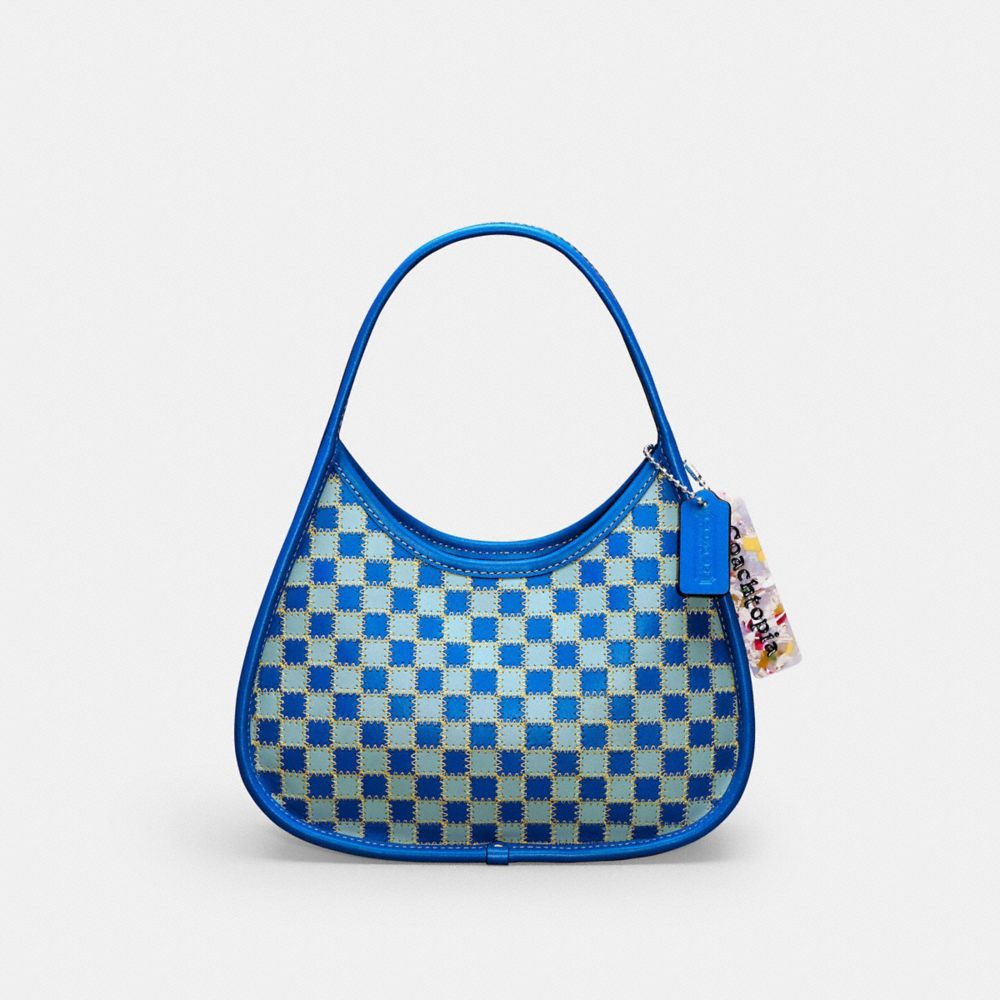 COACH®,Mini Ergo Bag In Checkerboard Upcrafted Leather,Leather,Nylon,Recycled Polyester,Shoulder Bag,Resin,Plastic,Embosse...,Blue