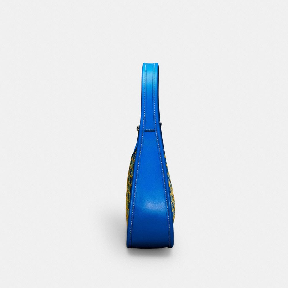COACH®,Mini Ergo Bag In Checkerboard Upcrafted Leather,Leather,Nylon,Recycled Polyester,Shoulder Bag,Resin,Plastic,Embosse...,Blue,Group View