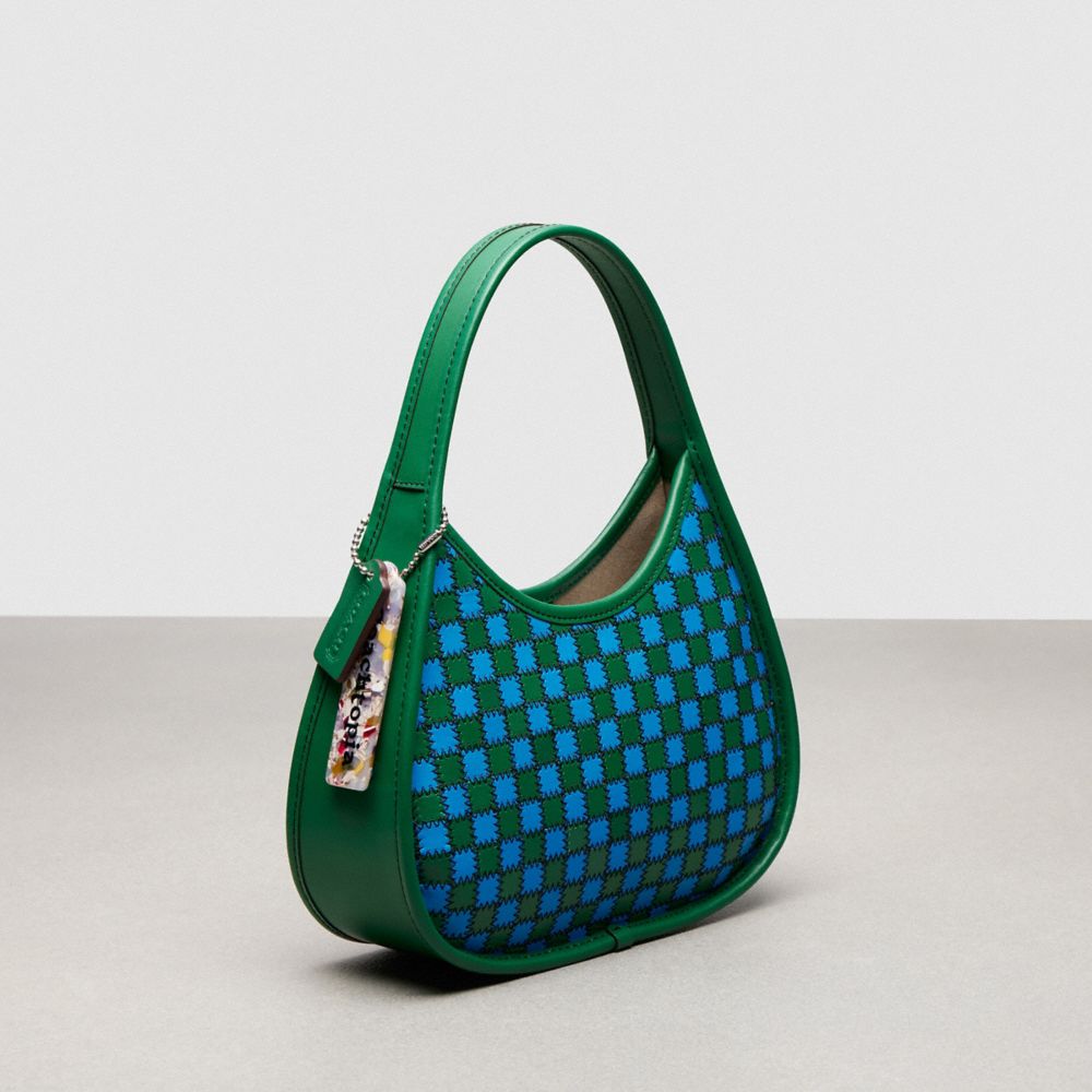COACH®,Mini Ergo Bag In Checkerboard Upcrafted Leather,Leather,Nylon,Recycled Polyester,Shoulder Bag,Resin,Plastic,Embosse...,Multi Color,Angle View