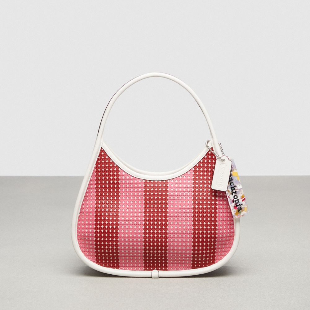 COACH®,Ergo Bag in Striped Upcrafted Leather Sequin,Upcrafted Leather™,Small,,Front View