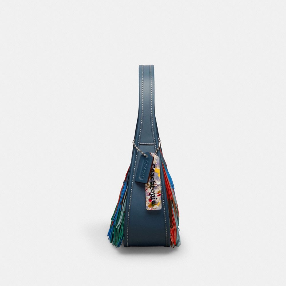 COACH®,Ergo Bag In Upcrafted Leather With Fringe,Shoulder Bag,Plastic,Fringe,Piping,Logo,Day Party,Multi Color,Group View