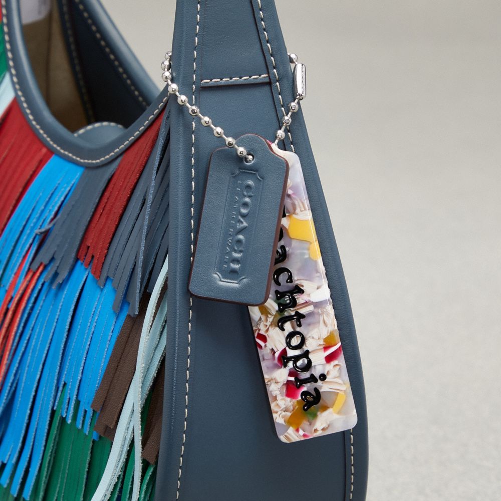 COACH®,Ergo Bag In Upcrafted Leather With Fringe,Shoulder Bag,Plastic,Fringe,Piping,Logo,Day Party,Multi Color,Group View