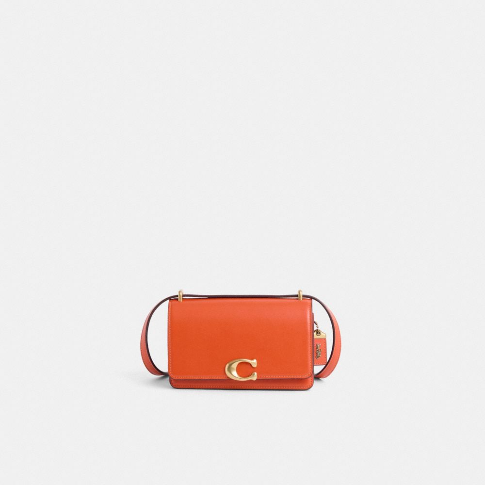 COACH®,Restored Bandit Crossbody,Crossbody,Logo,Brass,Casual,Burnt Orange,Front View