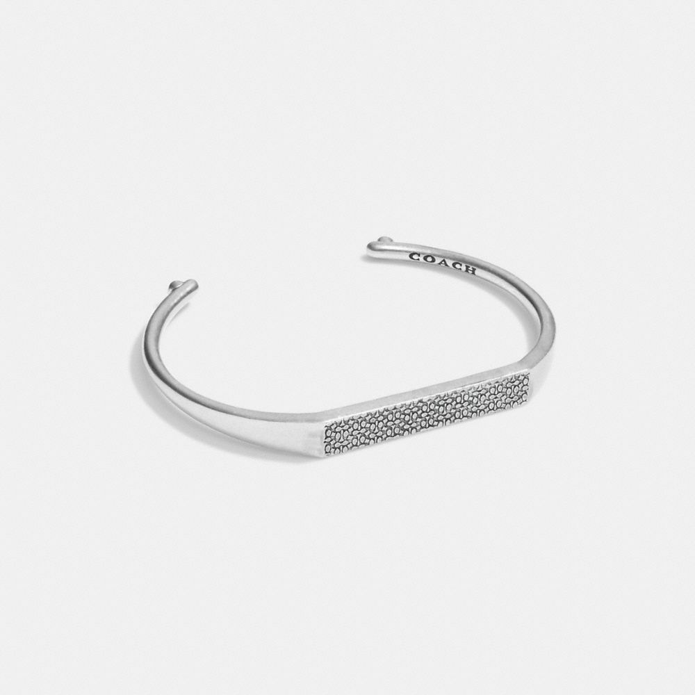 COACH®,STERLING SILVER SIGNATURE ID CUFF,Sterling Silver,,Front View