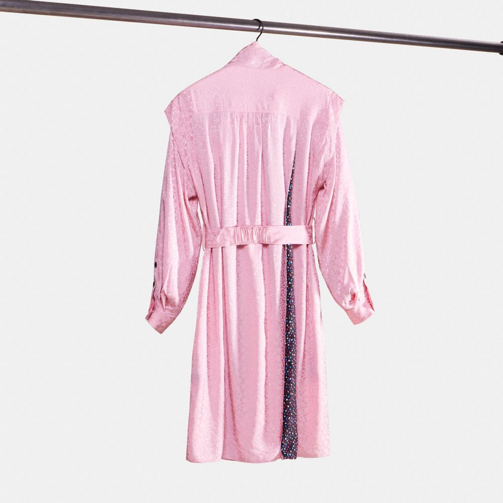 COACH®,RESTORED ABSTRACT JACQUARD DRAPE BELTED DRESS,,Back View