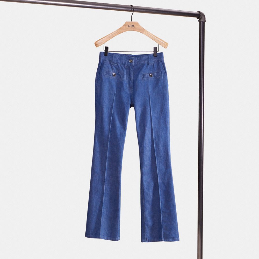 COACH®,RESTORED RETRO HIGH RISE JEANS,cotton,,Front View