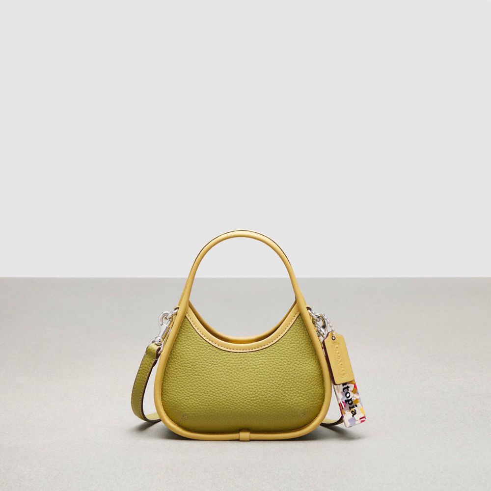 COACH®,Mini Ergo Bag In Coachtopia Leather,Leather,Lining Leather,Crossbody,Plastic,Logo,Embossed,Compact,Day Party,Green