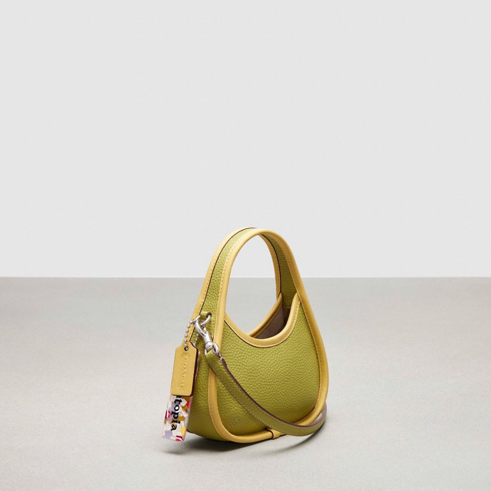 COACH®,Mini Ergo Bag In Coachtopia Leather,Leather,Lining Leather,Crossbody,Plastic,Logo,Embossed,Compact,Day Party,Green,Angle View
