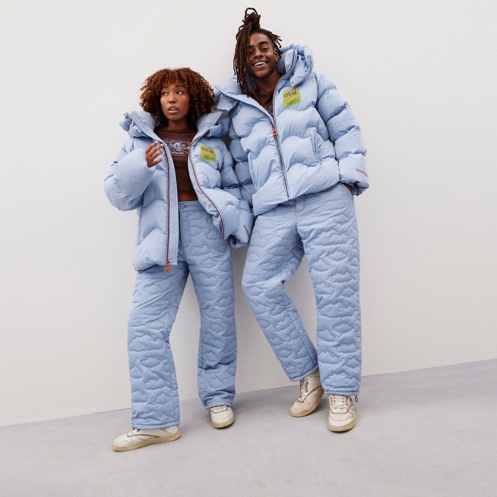 COACH®,Coachtopia Loop Cloud Quilted Pants,Recycled Polyester,Straight,Casual,Blue,Scale View