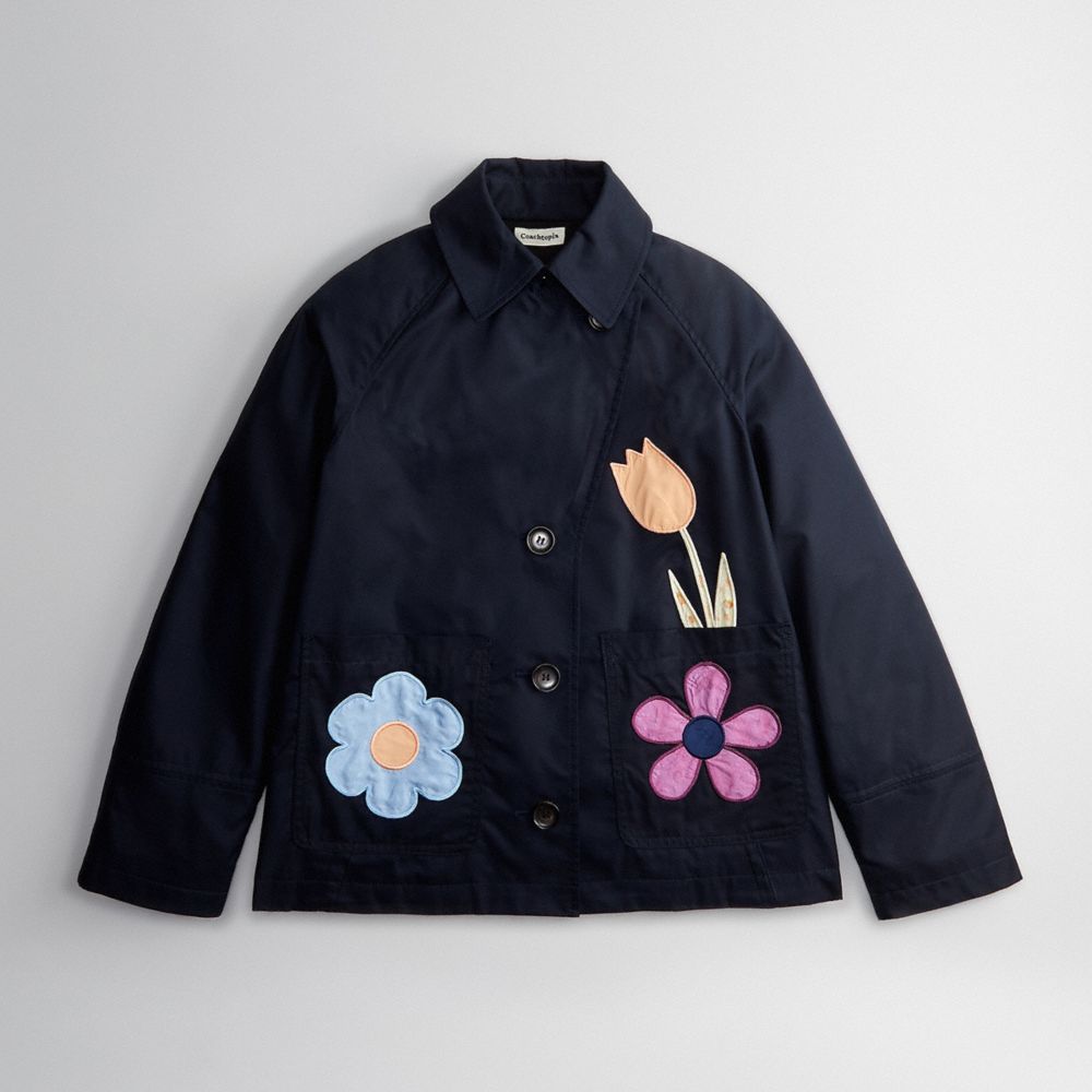 COACH®,Upcrafted Garden Applique Jacket,Repurposed trenchcoats,,Front View