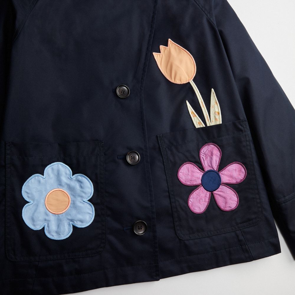 COACH®,Upcrafted Garden Applique Jacket,Repurposed trenchcoats,,Closer View