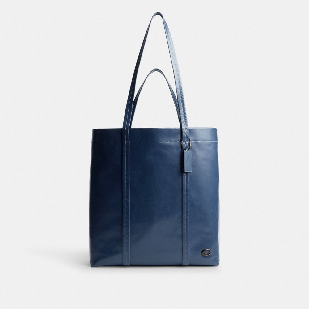 COACH®,Hall Tote Bag 33,Leather,Tote,Logo,Casual,Blue,Front View