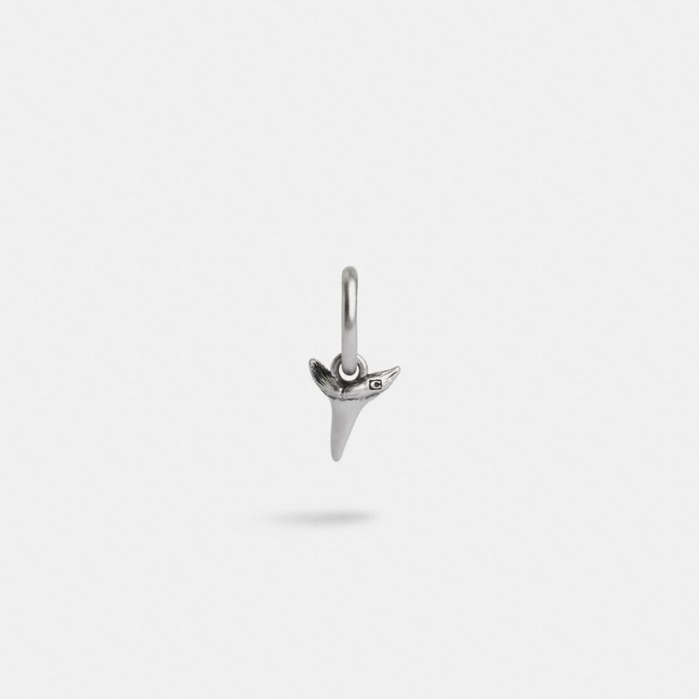 COACH®,STERLING SILVER SHARK TOOTH SINGLE HUGGIE EARRING,Sterling Silver,,Front View